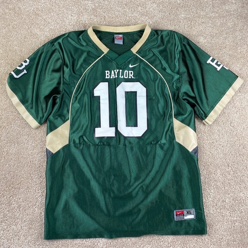 Nike Baylor Bears Football Jersey Number 10 Green Gold‎ XL Youth Kids Team RG3